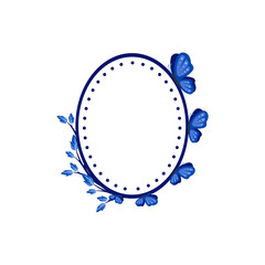 Vector concept photo frame with a butterfly. Blank template to decorate the image and photo. Modern elegant graphic design.