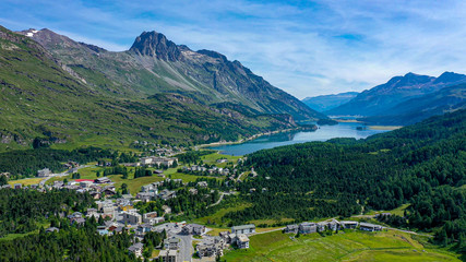 Amazing view over Lake Sils and the Engadin region in Switzerland