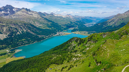Fototapeta na wymiar The beahtiful lakes in Engadin - Silvaplana Switzerland
