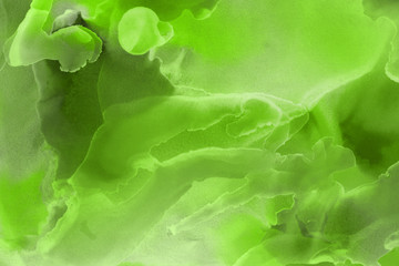 Hand painted alcohol ink background. Abstract delicate green texture. Contemporary wallpaper. 