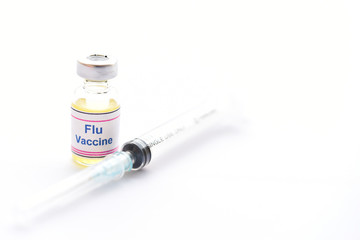 Bottle of Flu vaccine for injection, protective vaccine for influenza virus