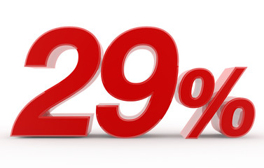 29 percent on white background illustration 3D rendering