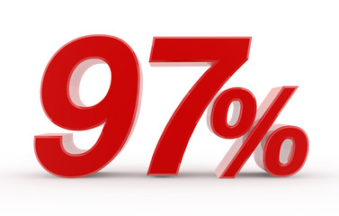 97 percent on white background illustration 3D rendering