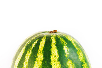 Watermelon with striped peel on a white isolated background. Variety of Red Watermelon
