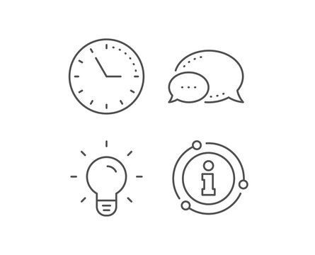 Light Bulb line icon. Chat bubble, info sign elements. Lamp sign. Idea, Solution or Thinking symbol. Linear light bulb outline icon. Information bubble. Vector