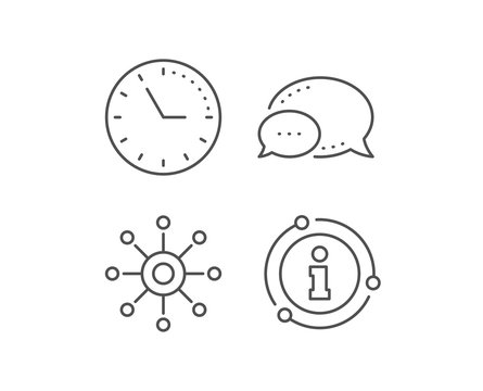 Multichannel line icon. Chat bubble, info sign elements. Multitasking sign. Omnichannel symbol. Linear multichannel outline icon. Information bubble. Vector