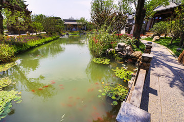 Traditional Chinese City Garden Park.