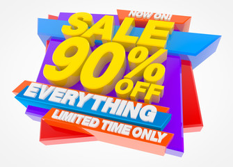 SALE 90 % OFF EVERYTHING LIMITED TIME ONLY NOW ON ! 3d illustration