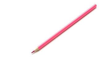 Pink color pencil on white background. - Image