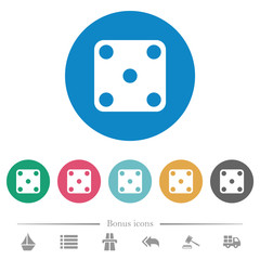 Domino five flat round icons