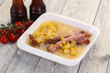 Peas soup with ribs