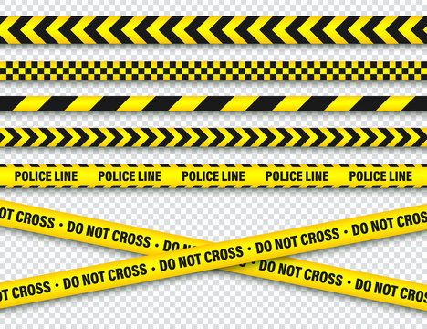 Yellow And Black Barricade Construction Tape. Police Warning Line. Brightly Colored Danger or Hazard Stripe. Vector illustration.