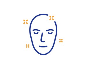 Face care sign. Health skin line icon. Cosmetic lotion symbol. Colorful outline concept. Blue and orange thin line health skin icon. Vector