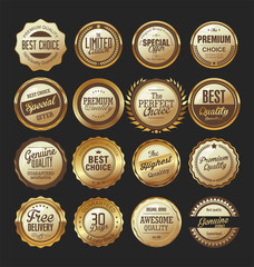 Collection of luxury golden design elements badges labels and laurels