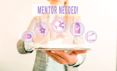 Writing note showing Mentor Needed. Business concept for Employee training under senior assigned...