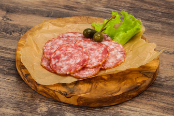 Spanish Salchichon sausage with salad