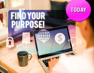Handwriting text writing Find Your Purpose. Conceptual photo reason for something is done or for...