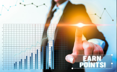 Word writing text Earn Points. Business photo showcasing collecting scores in order qualify to win...
