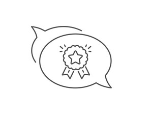 Ranking star line icon. Chat bubble design. Winner medal sign. Best rank symbol. Outline concept. Thin line ranking star icon. Vector