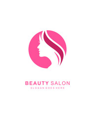 Beautiful woman head abstract Logo design vector template Negative space style. Beauty salon cosmetics spa hair Logotype concept icon
