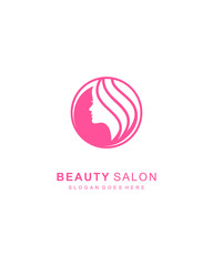 Obraz premium Beautiful woman head abstract Logo design vector template Negative space style. Beauty salon cosmetics spa hair Logotype concept icon