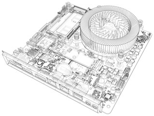 Technology abstract motherboard illustration background. Illustration created of 3d.