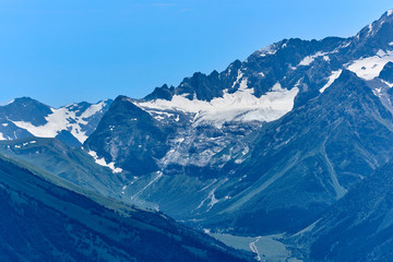 Fototapeta na wymiar Mount Sofia, Sofia Glacier and Sofia Waterfalls. Arkhyz Karachay-Cherkessia, North Caucasus Russia
