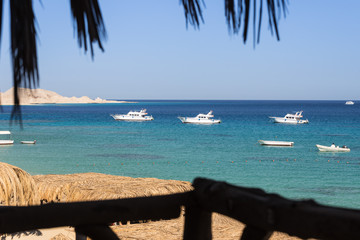 view from boardwalk beach of Mahmya island egypt