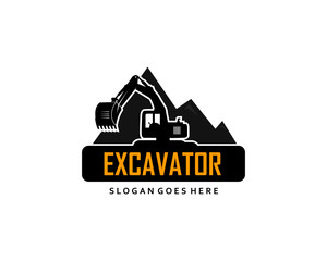 Excavator logo template vector. Heavy equipment logo vector for construction company.