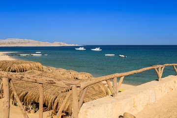 Fototapeta premium view from boardwalk beach of Mahmya island egypt