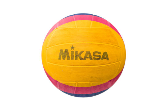 Mikasa water polo ball isolated on the white background. Mikasa is a Japanese sports equipment company founded at 1917