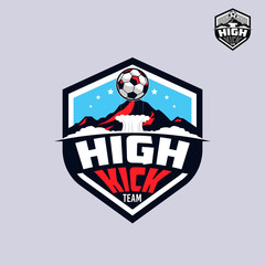 Football Soccer Team With Mountain Emblem Logo Design
