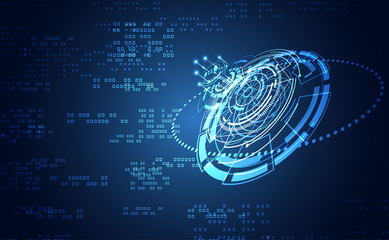Modern Abstract technology concept communication circle digital circuits on blue background and arrow innovation hi tech future design background,vector illustration