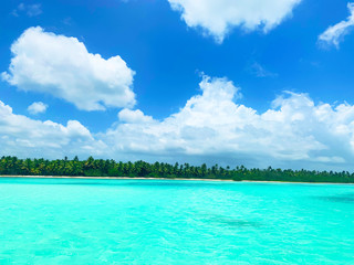Clear Tropical Water in Paradise with blue sky