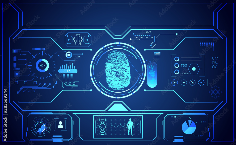 Poster cyber abstract technology ui futuristic concept hud interface cyber security of digital data chart, 