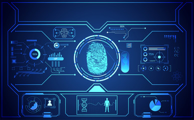 Cyber abstract technology ui futuristic concept hud interface cyber security of digital data chart, communication, computing and circle percent vitality innovation on hi tech future design background