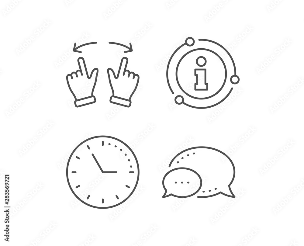 Poster move gesture line icon. chat bubble, info sign elements. slide arrow sign. swipe action symbol. line