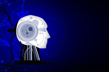 robot deep learning brain of ai futuristic with digital technology network in background 3d illustration rendering