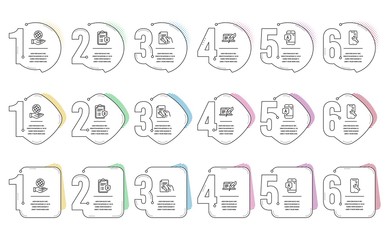 Safe planet, Smartphone repair and Repair document line icons set. Infographic timeline. Privacy policy, Ab testing and Copyright laptop signs. Ecology, Phone recovery, Spanner tool. Checklist. Vector