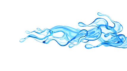 Splash of clear blue liquid, water. 3d illustration, 3d rendering.