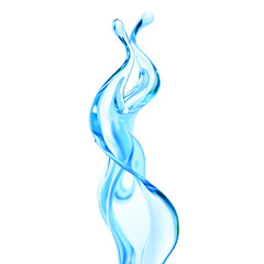 Splash of clear blue liquid, water. 3d illustration, 3d rendering.