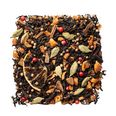 Dry herbal tea isolated on a white background, directly above