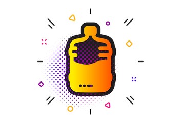 Still aqua drink sign. Halftone circles pattern. Water cooler bottle icon. Liquid symbol. Classic flat cooler bottle icon. Vector