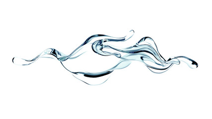 Splash of clear blue liquid, water. 3d illustration, 3d rendering.