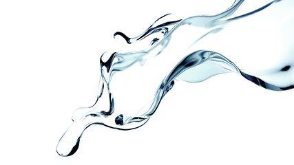 Splash of clear blue liquid, water. 3d illustration, 3d rendering.