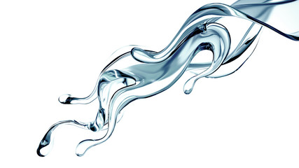Splash of clear blue liquid, water. 3d illustration, 3d rendering.