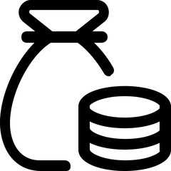 Bag full of coins saving collection sack