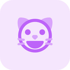 Cat grinning facial expression with mouth wide open