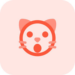Shock expression cat emoticon with wide open mouth