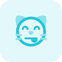 Squint cat emoticon and tounge-out facial expression
